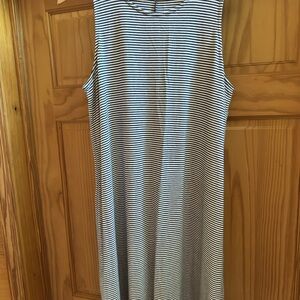 Old Navy Black and White Striped Midi Dress